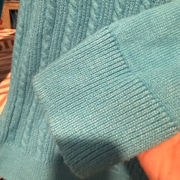 Talbots Women's Aqua Cable Knit Crewneck Sweater plus size 1x - Picture 5 of 5